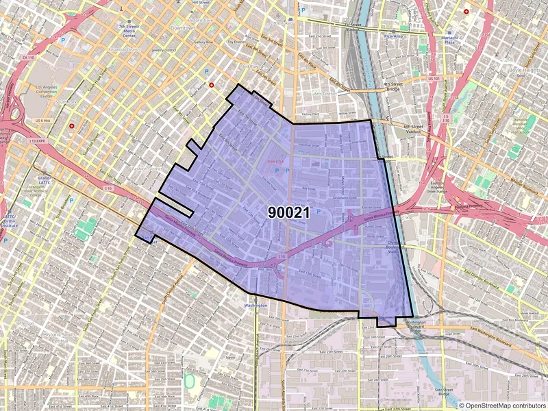 Map of ZIP Code 90021 — Los Angeles, CA