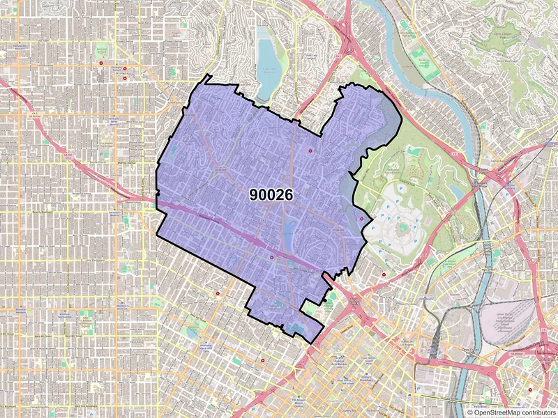 Map of ZIP Code 90026 — Los Angeles, CA