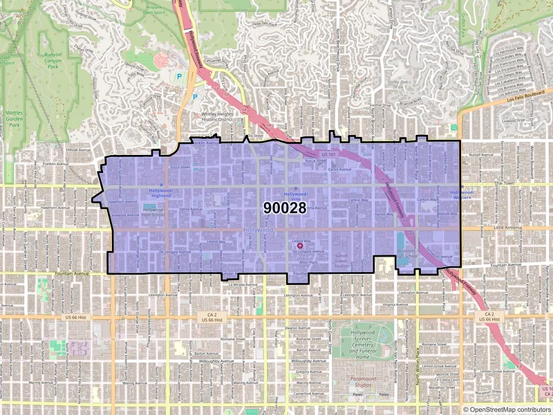 Map of ZIP Code 90028 — Los Angeles, CA