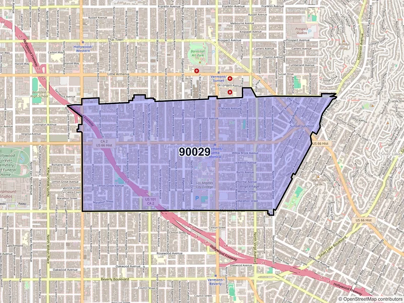 Map of ZIP Code 90029 — Los Angeles, CA