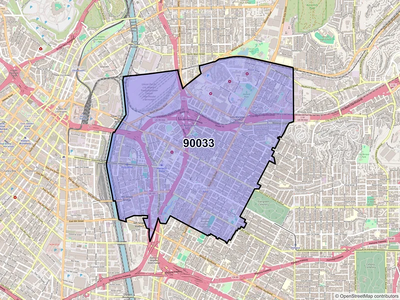 Map of ZIP Code 90033 — Los Angeles, CA