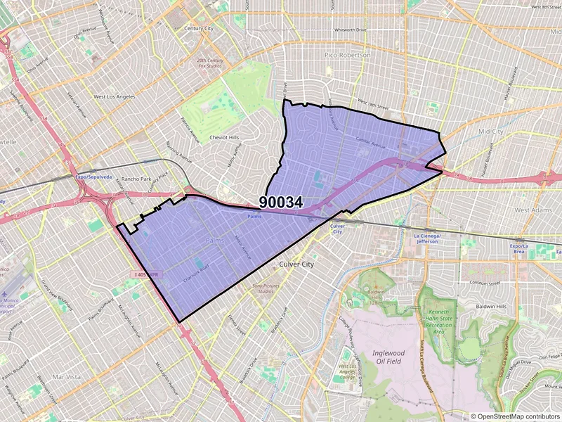Map of ZIP Code 90034 — Los Angeles, CA