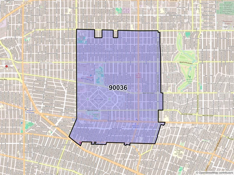 Map of ZIP Code 90036 — Los Angeles, CA