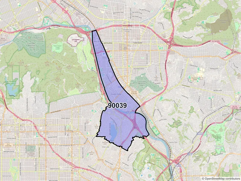 Map of ZIP Code 90039 — Los Angeles, CA