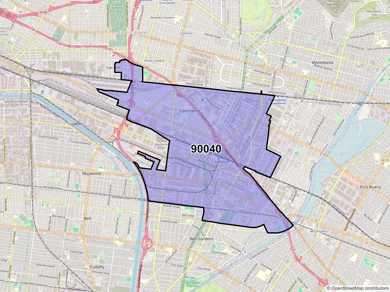 Map of ZIP Code 90040 — Los Angeles, CA