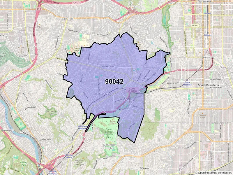 Map of ZIP Code 90042 — Los Angeles, CA