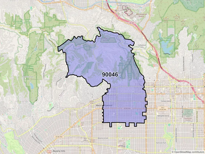 Map of ZIP Code 90046 — Los Angeles, CA