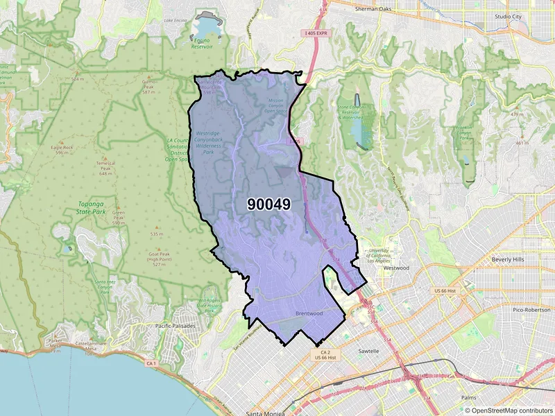 Map of ZIP Code 90049 — Los Angeles, CA