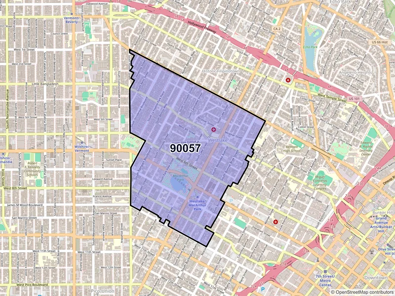 Map of ZIP Code 90057 — Los Angeles, CA