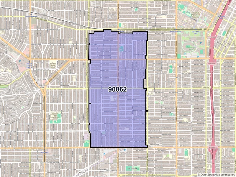 Map of ZIP Code 90062 — Los Angeles, CA