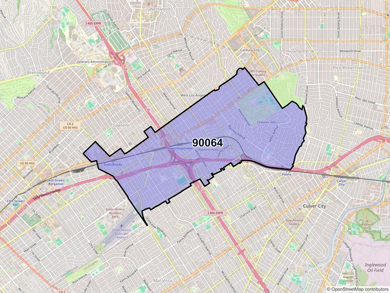 Map of ZIP Code 90064 — Los Angeles, CA