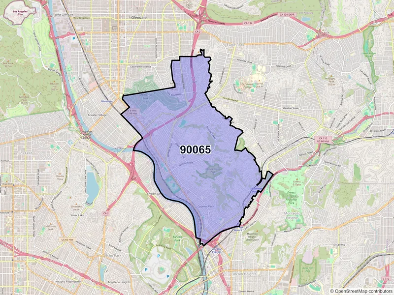 Map of ZIP Code 90065 — Los Angeles, CA
