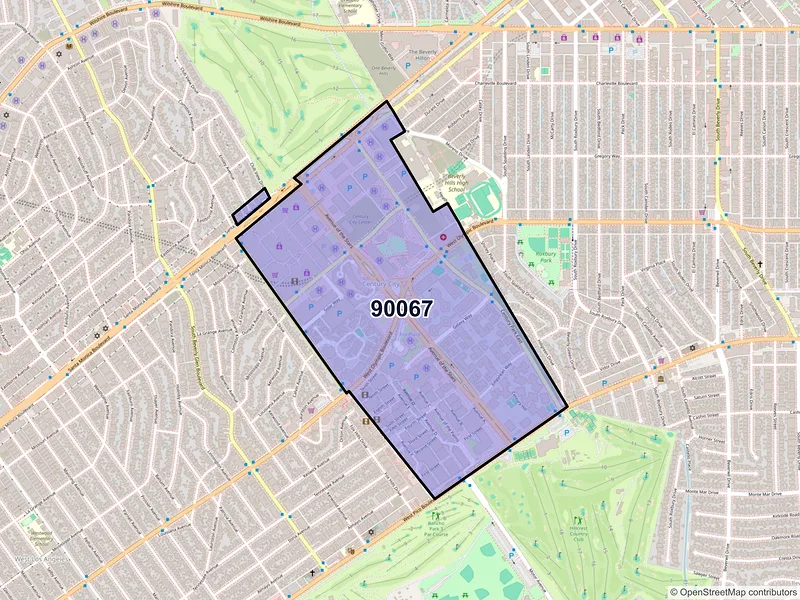 Map of ZIP Code 90067 — Los Angeles, CA