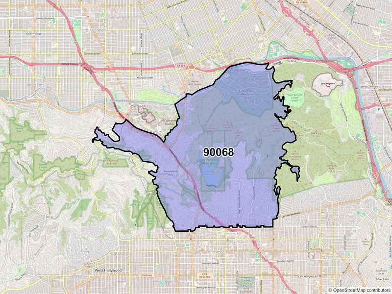 Map of ZIP Code 90068 — Los Angeles, CA