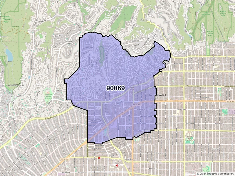Map of ZIP Code 90069 — West Hollywood, CA
