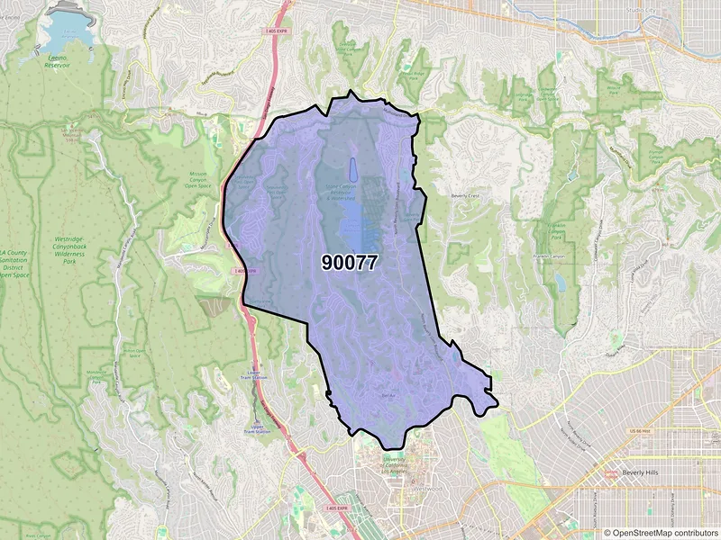Map of ZIP Code 90077 — Los Angeles, CA