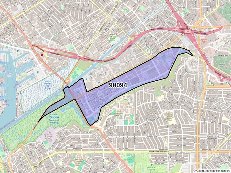 Map of ZIP Code 90094 — Playa Vista, CA