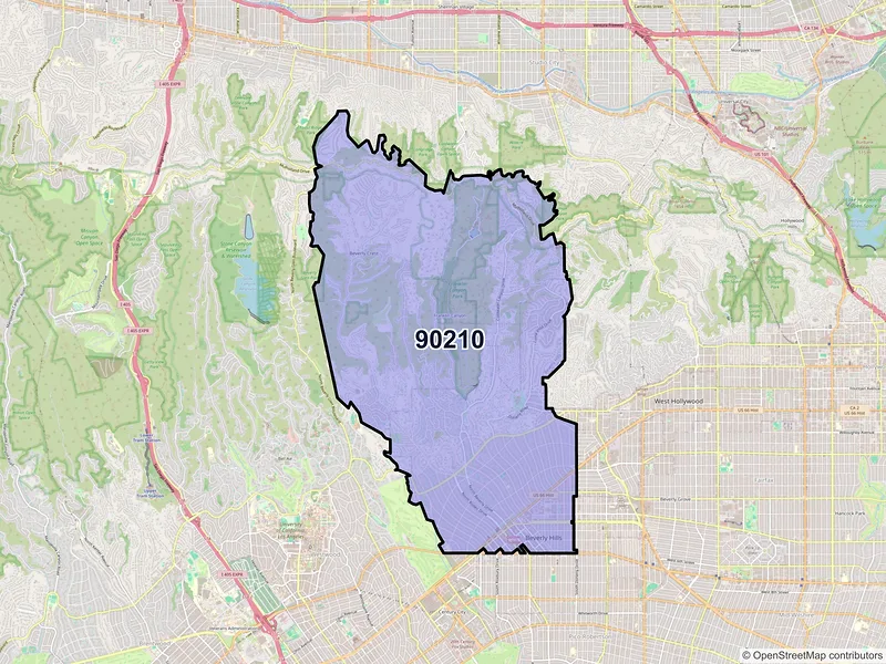 Map of ZIP Code 90210 — Beverly Hills, CA