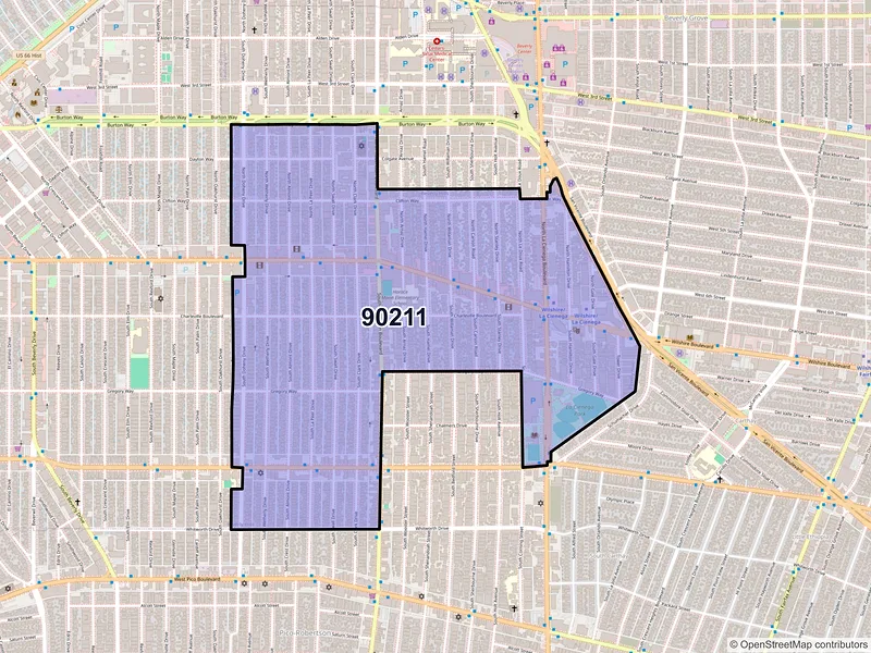 Map of ZIP Code 90211 — Beverly Hills, CA