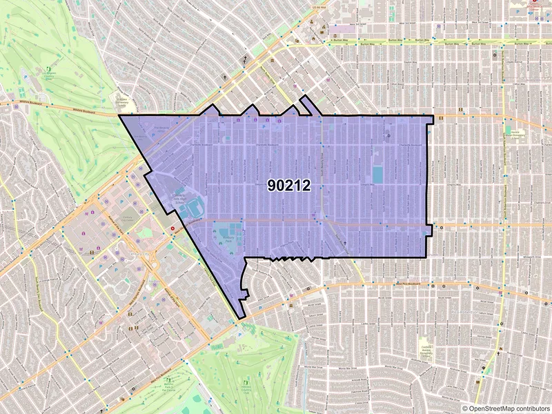 Map of ZIP Code 90212 — Beverly Hills, CA