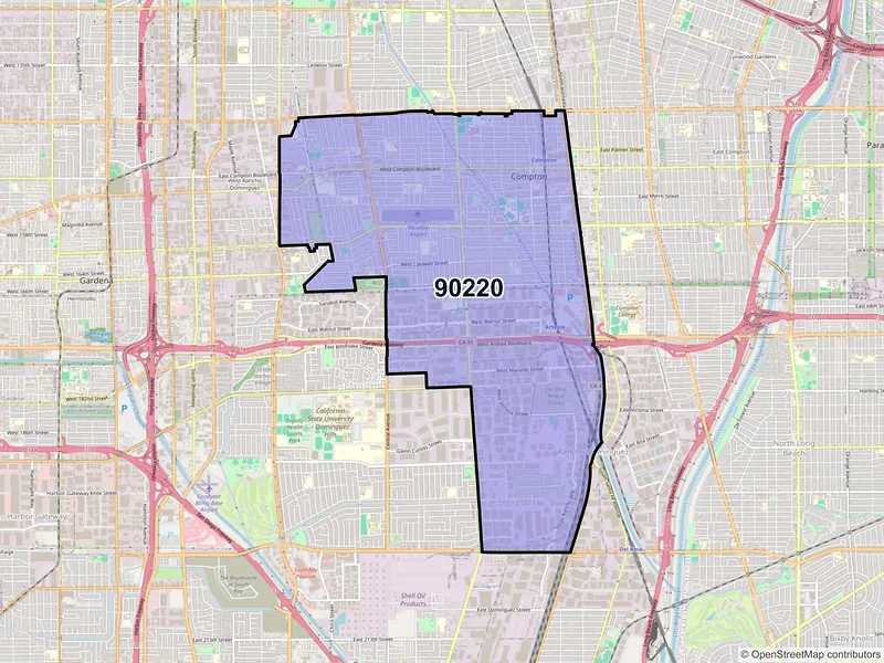 Map of ZIP Code 90220 — Compton, CA