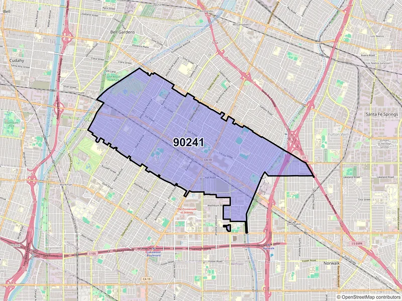 Map of ZIP Code 90241 — Downey, CA