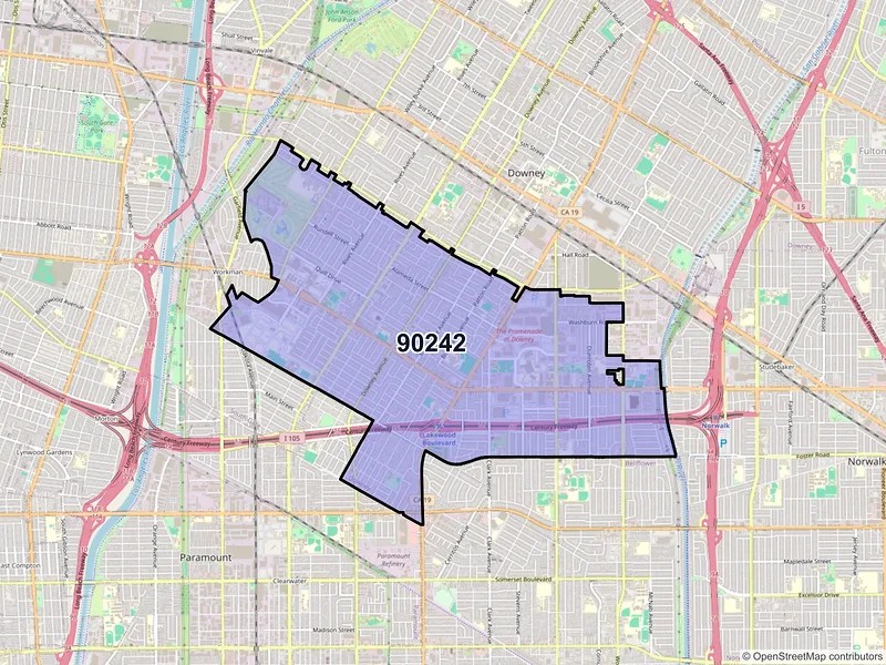 Map of ZIP Code 90242 — Downey, CA