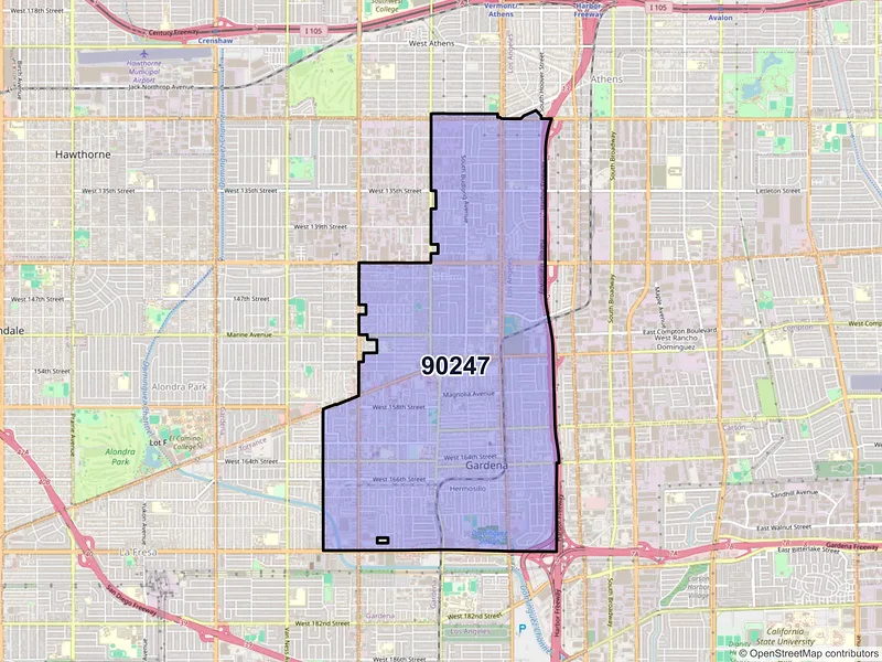 Map of ZIP Code 90247 — Gardena, CA