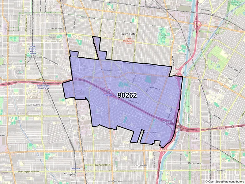 Map of ZIP Code 90262 — Lynwood, CA