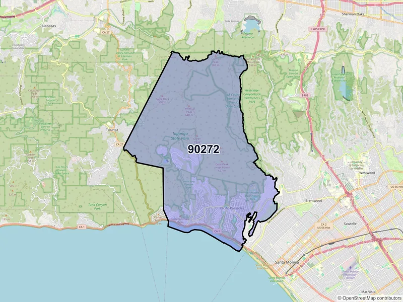 Map of ZIP Code 90272 — Pacific Palisades, CA