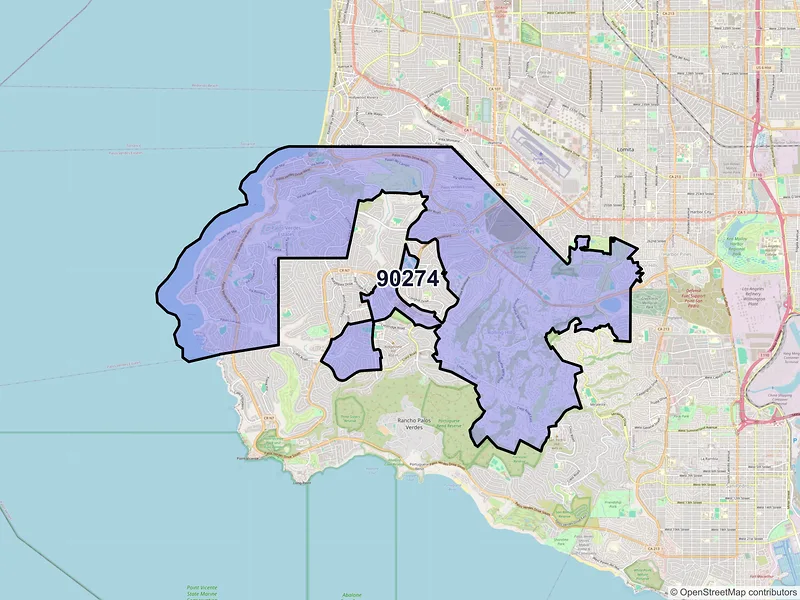 Map of ZIP Code 90274 — Palos Verdes Peninsula, CA