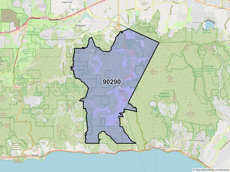 Map of ZIP Code 90290 — Topanga, CA