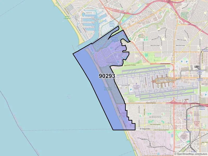 Map of ZIP Code 90293 — Playa Del Rey, CA