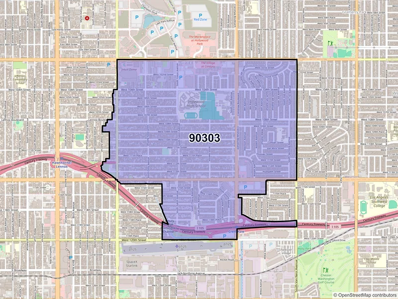 Map of ZIP Code 90303 — Inglewood, CA