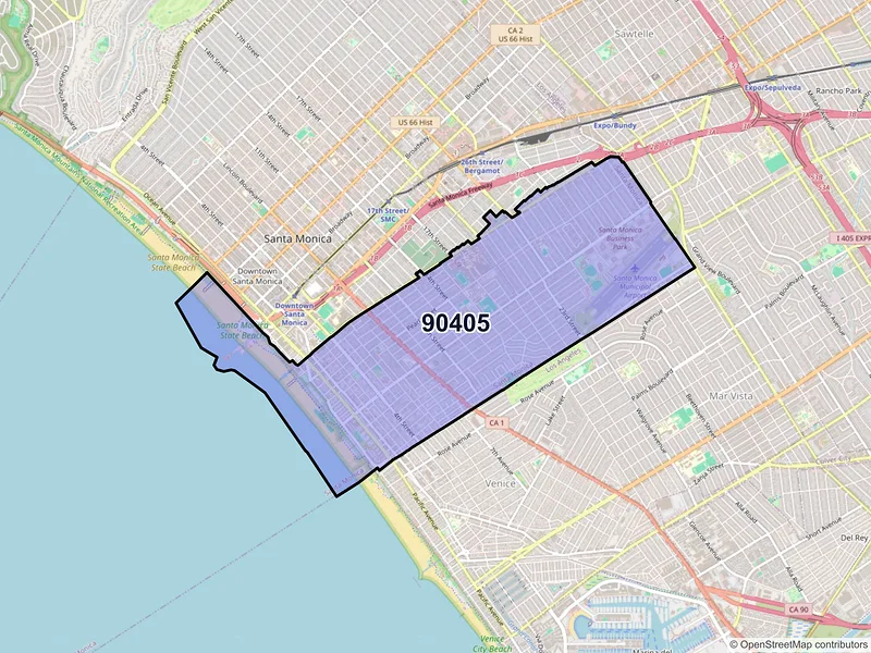 Map of ZIP Code 90405 — Santa Monica, CA