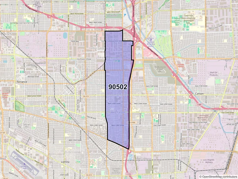 Map of ZIP Code 90502 — Torrance, CA