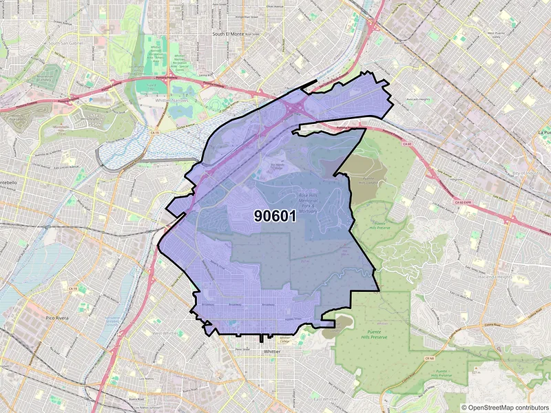 Map of ZIP Code 90601 — Whittier, CA