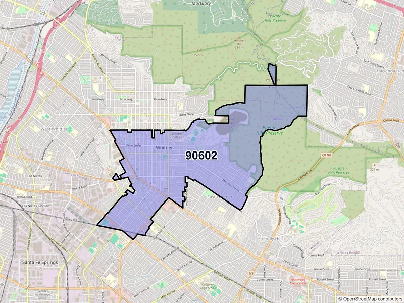 Map of ZIP Code 90602 — Whittier, CA