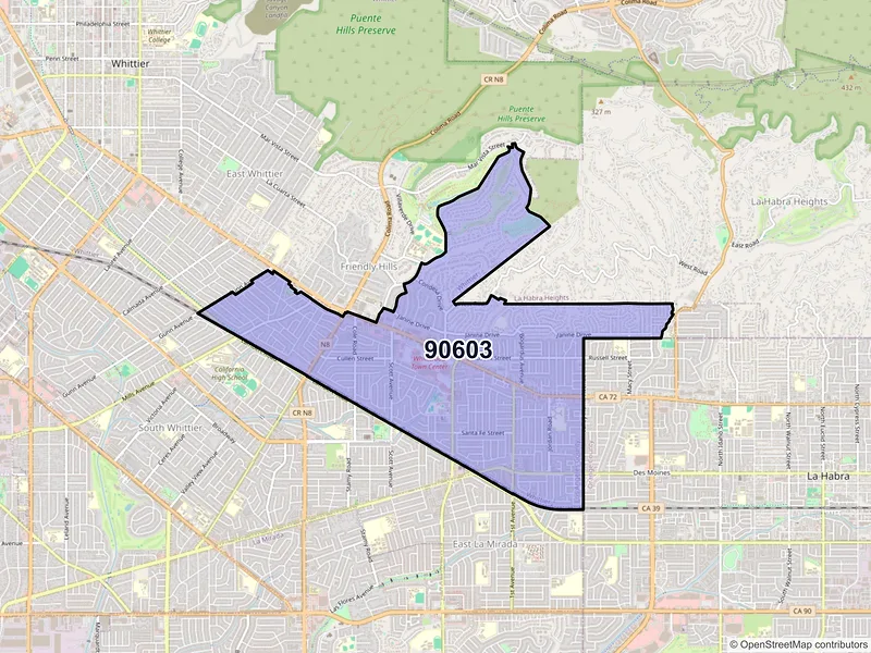 Map of ZIP Code 90603 — Whittier, CA