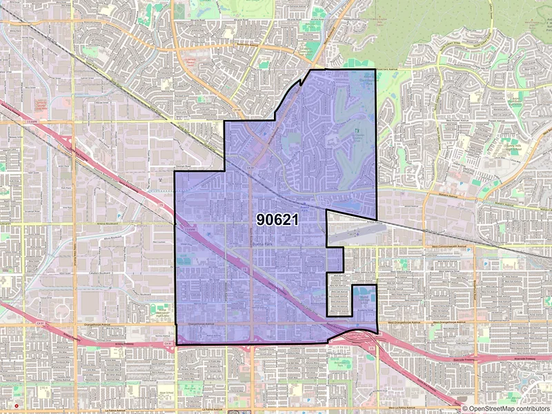 Map of ZIP Code 90621 — Buena Park, CA