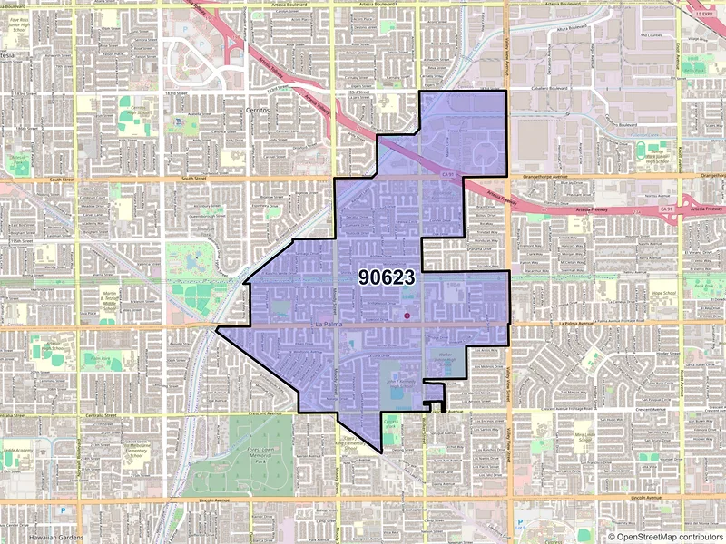 Map of ZIP Code 90623 — La Palma, CA