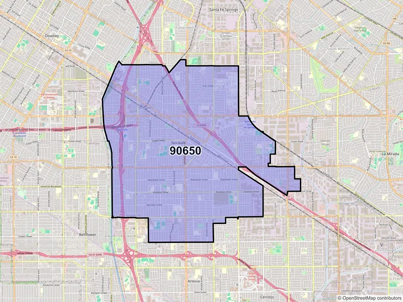 Map of ZIP Code 90650 — Norwalk, CA