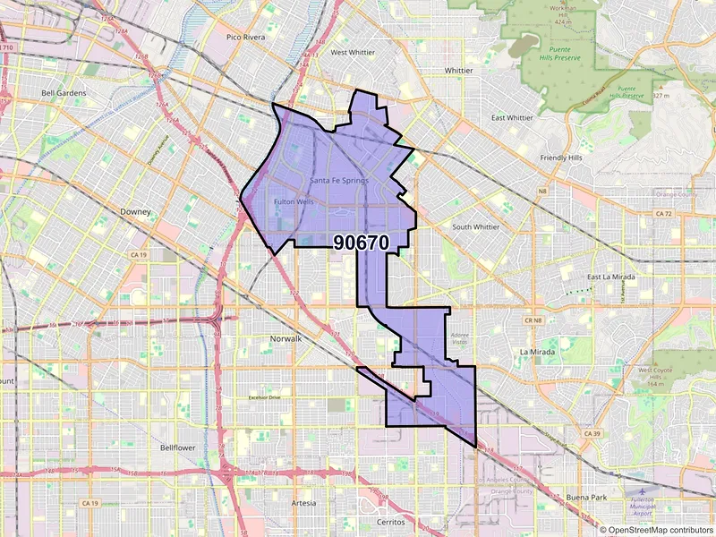 Map of ZIP Code 90670 — Santa Fe Springs, CA