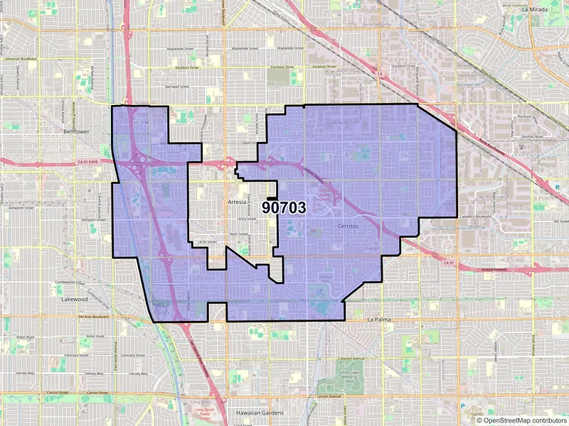 Map of ZIP Code 90703 — Cerritos, CA