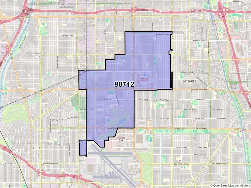 Map of ZIP Code 90712 — Lakewood, CA