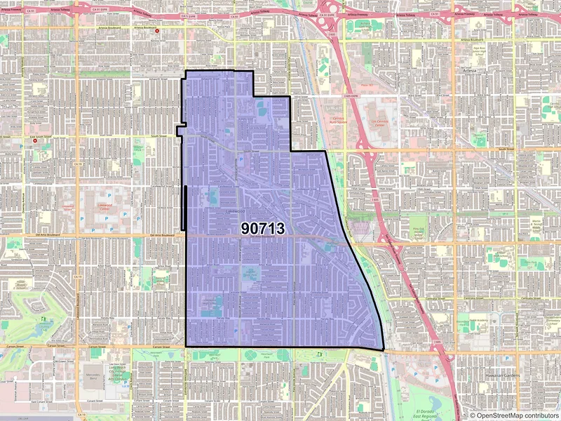 Map of ZIP Code 90713 — Lakewood, CA