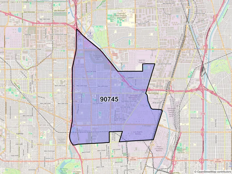 Map of ZIP Code 90745 — Carson, CA