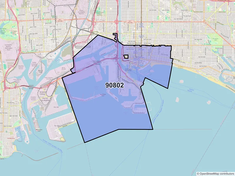 Map of ZIP Code 90802 — Long Beach, CA