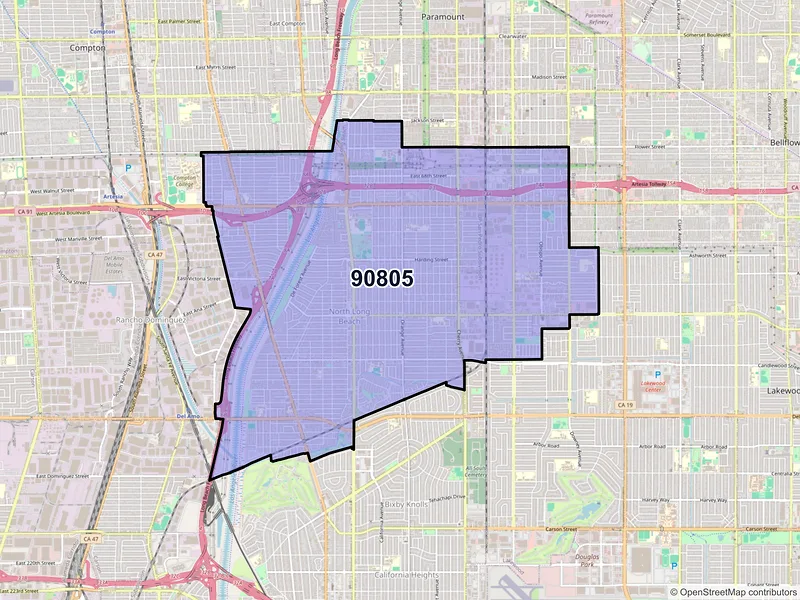 Map of ZIP Code 90805 — Long Beach, CA