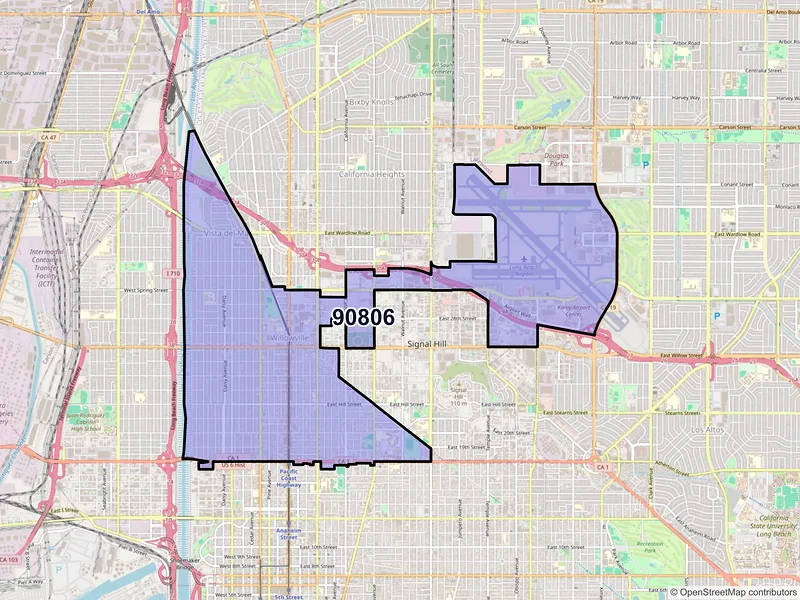 Map of ZIP Code 90806 — Long Beach, CA